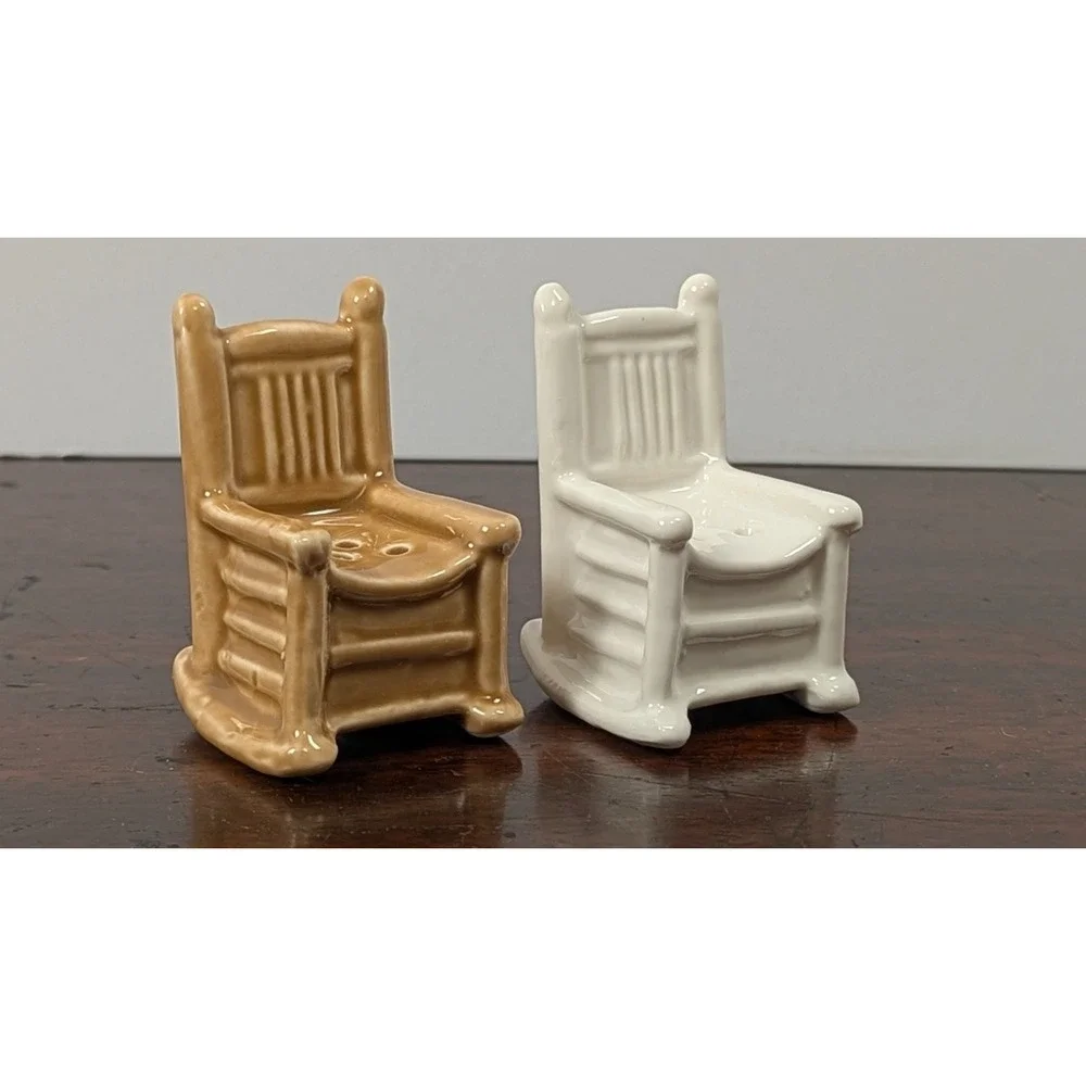 Cracker Barrel Porch Rocking Chair Salt & Pepper Shaker Set Ceramic Novelty